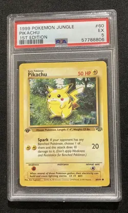Pokemon 1999 1st Edition Jungle set Pikachu #60 PSA 5 - Image 1