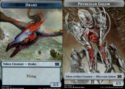 MTG FOIL {Drake Token} // {Phyrexian Golem Token} – Double Masters 2022 Card - Image 1