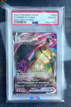 Pokemon Card PSA 10 GEM MT - MIMIKYU VMAX #069 - 2022 SWSH - Brilliant Stars - Image 1