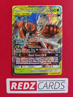Pheromosa & Buzzwole GX 1/214 [Holo] Rare TAG TEAM Unbroken Bonds Pokemon NM - Image 1