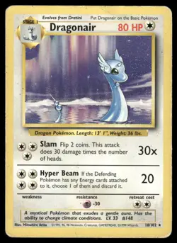 Pokemon Cards Dragonair 18/102 Base Set Unlimited WOTC Rare HP - Image 1