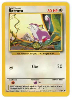 Rattata 61/102 Base Set Unlimited Pokemon Card - Image 1