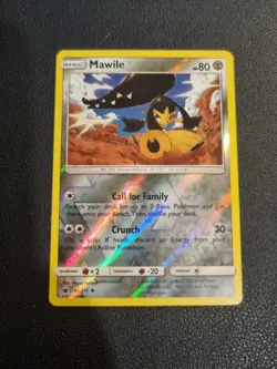 REVERSE HOLO Pokemon Card Sun Moon Crimson Invasion Card Mawile 64/111 - Image 1