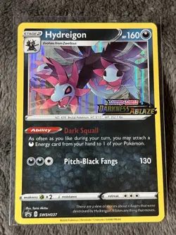 Pokemon Hydreigon SWSH037 Prerelease Holo Promo STAMPED Darkness Ablaze M/NM - Image 1