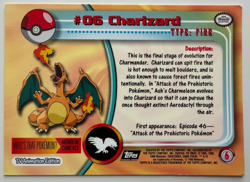 1999 Topps Pokemon Charizard #06 Non-Holo TV Series 1 Black Logo – Vintage - Image 2