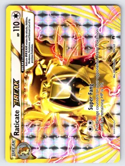 Raticate BREAK 89/122 2016 XY Breakpoint Pokemon Card Ultra Rare Holo - Nm/Vlp - Image 1
