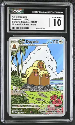 Pokemon Alolan Dugtrio 208/191 Illustration Rare Surging Sparks - CGC 10 - Image 1