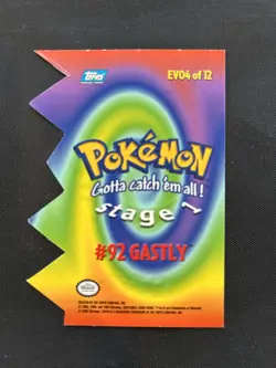 2000 Pokemon Topps TV Series 3 Die Cut Gastly #EV04 - NM/LP - Image 2