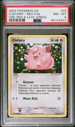 Pokemon 2004 EX Fire Red & Leaf Green #59 CLEFAIRY Reverse Foil PSA 8 NM-MT - Image 1