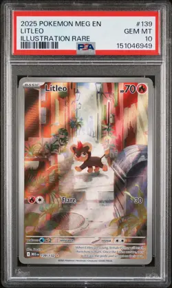 2025 POKEMON MEG EN-MEGA EVOLUTION ILLUSTRATION RARE #139 LITLEO PSA 10 - Image 1