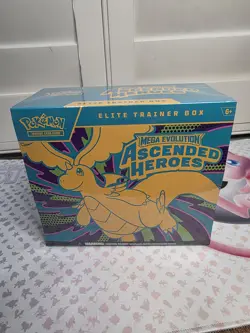 Pokemon Ascended Heroes ETB Sealed (Corner Tears) + Mega Charizard Y Tin New - Image 3