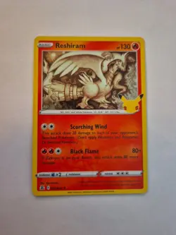 Pokemon Reshiram Celebrations 25th Anniversary Holo Rare Card 002/025 English - Image 1