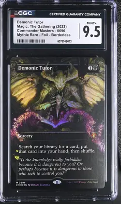 DEMONIC TUTOR Commander Masters Borderless Foil Mythic CGC 9.5 MTG - Image 1