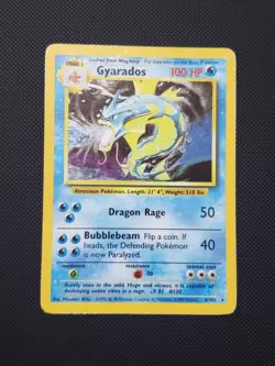Pokemon TCG Gyarados Base Set Vintage 6/102 Holo Unlimited Holo Rare MP-HP CB1S1 - Image 1