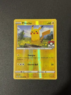 Pokemon TCG Pikachu 049/203 Evolving Skies Pokemon League Stamp Promo - Image 1