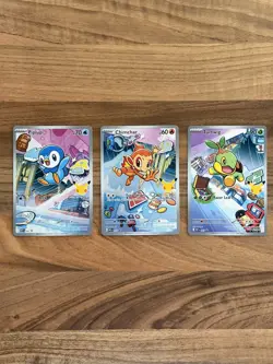Pokemon TCG: First Partner Illustration Collection Turtwig Chimchar Piplup Promo - Image 1