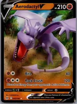 Aerodactyl V 092/196 Holo Rare V Lost Origin Pokemon Near Mint - Image 1