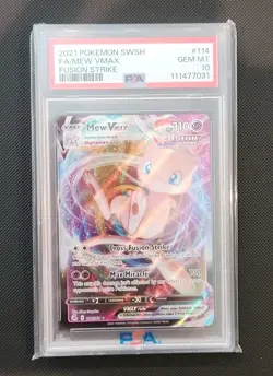 PSA 10 2021 Mew VMAX #114 Pokemon Sword & Shield Fusion Strike Full Art - Image 1