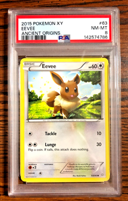 Eevee Regular Common #63|PSA NM-MT 8|POP 13|2015 XY Ancient Origins|Pokemon TCG - Image 1