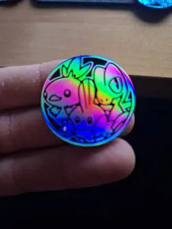🌈 Hoenn Starters Rainbow Holo Coin – Treecko, Torchic, Mudkip – Vintage Pokemon - Image 1