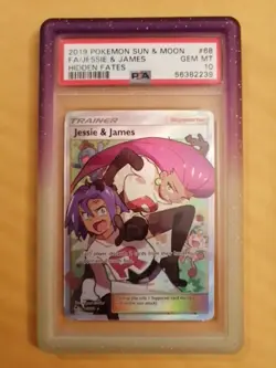 PSA 10 GEM MINT Pokemon Jessie & James Hidden Fates Full Art Trainer 68/68 - Image 1