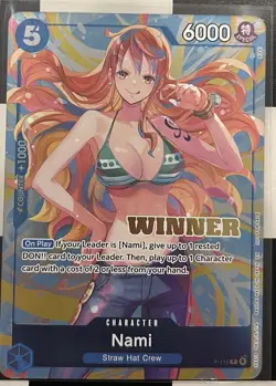 One Piece Heroines Winner Pack Nami Winner Stamp P-112 - Image 1