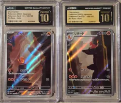CGC Pristine 10 Charmander & Charmeleon AR 151 Japanese SV2a Pokemon - Image 1