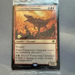 Trumpeting Carnosaur FOIL Prerelease Promo SEALED 171 Ixalan LCI MTG R Unplayed - Image 1