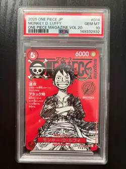 2025 ONE PIECE JPN PROMOS ONE PIECE MAGAZINE VOL.20 #014 MONKEY D. LUFFY PSA 10 - Image 1