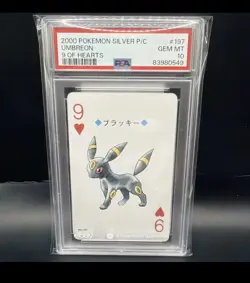 UMBREON PSA 10 Pokemon Silver Version Playing Card 9 OF HEARTS 197 Poker Low Pop - Image 1