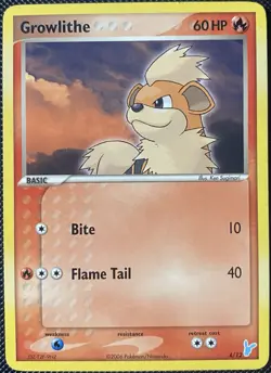 Growlithe 4/12 EX Trainer Kit 2: Plusle & Minun Regular *DAMAGED* Pokemon Card - Image 1