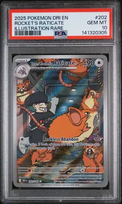 2025 POKEMON DRI EN-DESTINED RIVALS #202 TEAM ROCKET'S RATICATE PSA 10 - Image 1
