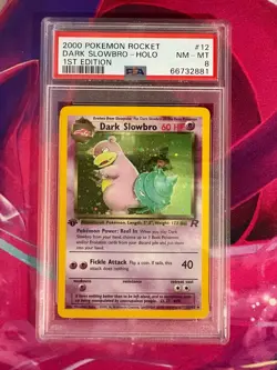 Dark Slowbro 12/82 1st ED Holo English Team Rocket PSA Graded 8 Pokemon TCG - Image 1