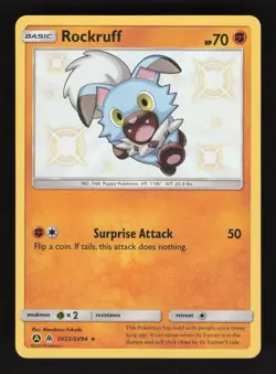 Rockruff SV23/SV94 Pokemon Hidden Fates Shiny Holo Card - Image 1