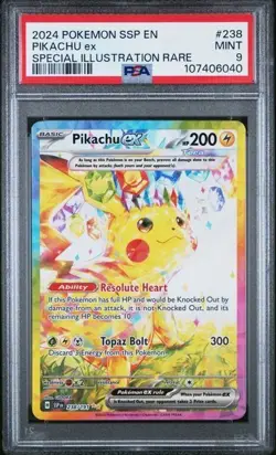 2024 Pokemon Surging Sparks Pikachu ex Full Art SIR #238/191 PSA 9 - Image 1