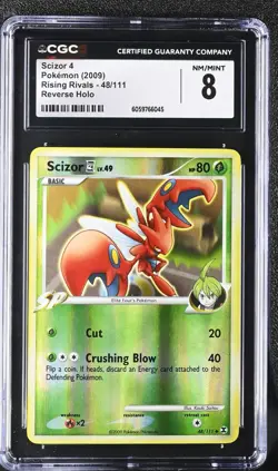 CGC 8 Scizor 4 48/111 Reverse Holo Rising Rivals Pokemon Card 2009 - Image 1