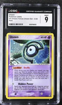 CGC 9 Unown C/28 Ex Unseen Forces Unown Set Holo Pokemon Card 2005 - Image 1
