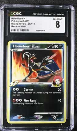 CGC 8 Houndoom 4 65/111 Reverse Holo Rising Rivals Pokemon Card 2009 - Image 1