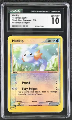 CGC 10 Mudkip 010 Black Star Promo Ereader League Pokemon Card 2003 GEM MINT - Image 1