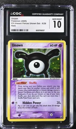 CGC 10 Unown X/28 Ex Unseen Forces Unown Set Holo Pokemon Card 2005 - Image 1