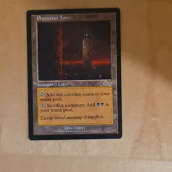 Wizards Phyrexian Tower Legendary Land Urza's Saga Rare Regular Chippy MTG 1998 - Image 1