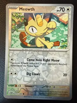 Meowth 052/165 Common 151 Pokemon Reverse Holo Near Mint - Image 1