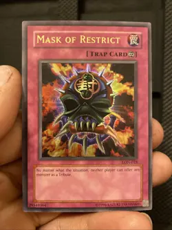 Yugioh Mask Of Restrict LON-018 Ultra Rare Foil Bleed Error NM - Image 1