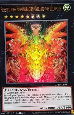 Yugioh Hieratic Sun Dragon Overlord of Heliopolis GFTP-DE052 Ultra Rare 1st M - Image 1