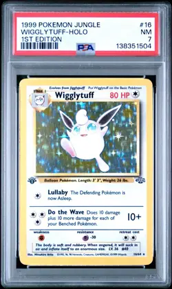 1999 POKEMON JUNGLE 1ST ED #16 WIGGLYTUFF-HOLO PSA 7 #16 - Image 1