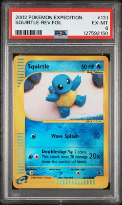 2002 POKEMON EXPEDITION #131 SQUIRTLE-REVERSE FOIL PSA 6 - Image 1