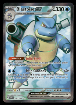 Blastoise EX 184/165 - S&V 151 - Ultra Rare Full Art - Pokemon TCG Card NM - Image 1