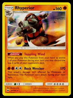 Rhyperior - #67/147 Holo Rare Pokemon SM - Burning Shadows NM - Image 1