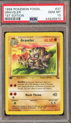 Pokemon Fossil Graveler 1st Edition #37/62 PSA 10 Uncommon 1999 English - Image 1