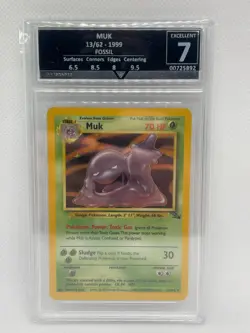 Pokemon Fossil 1999 Holo Muk 13/62 (English) - Get Graded Excellent 7 - Image 1